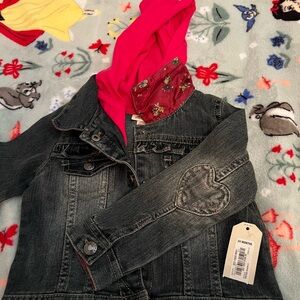 Toddler Girl 24 Months Denim Jacket with Pink Hood